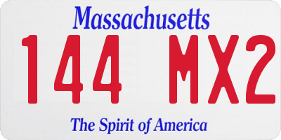 MA license plate 144MX2
