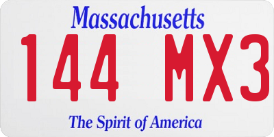 MA license plate 144MX3