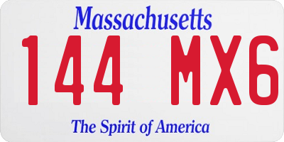 MA license plate 144MX6