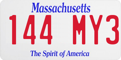 MA license plate 144MY3