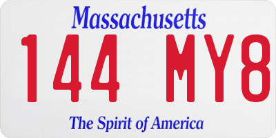 MA license plate 144MY8