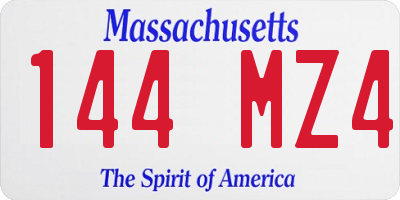 MA license plate 144MZ4