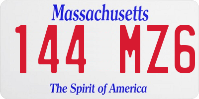 MA license plate 144MZ6