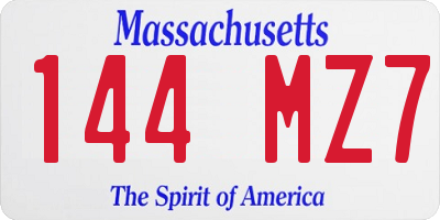 MA license plate 144MZ7