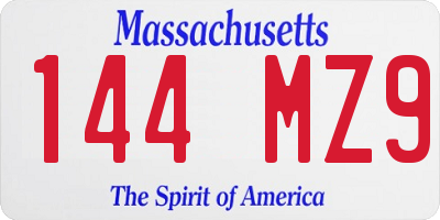 MA license plate 144MZ9