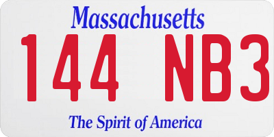 MA license plate 144NB3