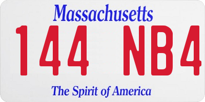 MA license plate 144NB4