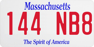 MA license plate 144NB8