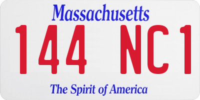 MA license plate 144NC1