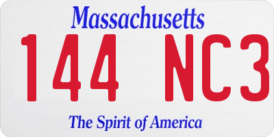 MA license plate 144NC3