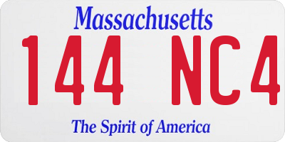 MA license plate 144NC4