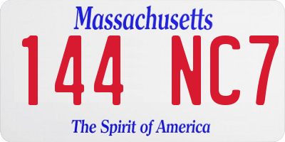 MA license plate 144NC7