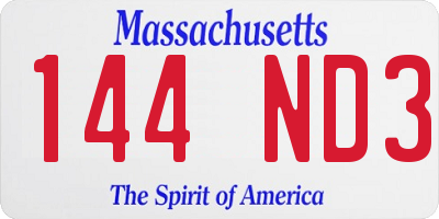 MA license plate 144ND3