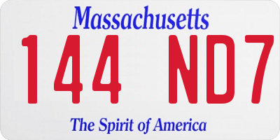 MA license plate 144ND7