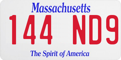 MA license plate 144ND9