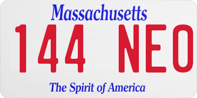 MA license plate 144NE0