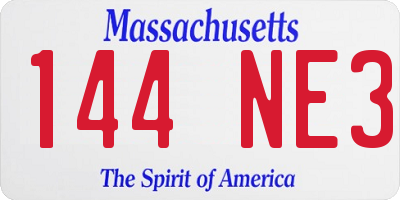 MA license plate 144NE3