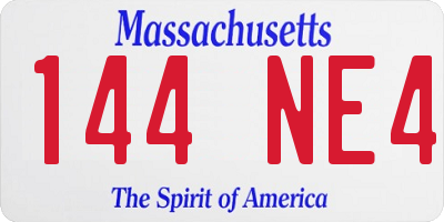 MA license plate 144NE4