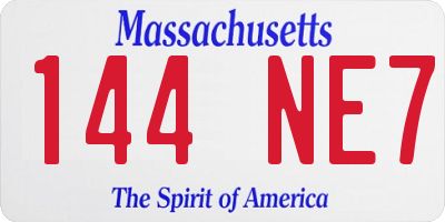 MA license plate 144NE7