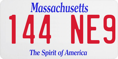 MA license plate 144NE9