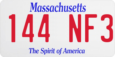 MA license plate 144NF3