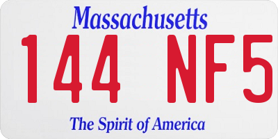 MA license plate 144NF5