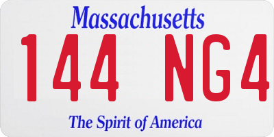 MA license plate 144NG4