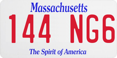 MA license plate 144NG6
