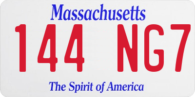 MA license plate 144NG7