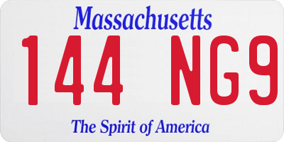 MA license plate 144NG9