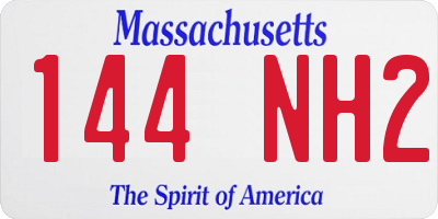 MA license plate 144NH2