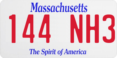 MA license plate 144NH3