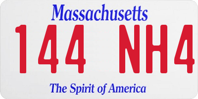 MA license plate 144NH4