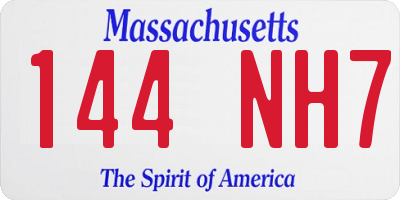 MA license plate 144NH7