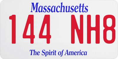 MA license plate 144NH8