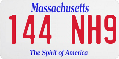 MA license plate 144NH9