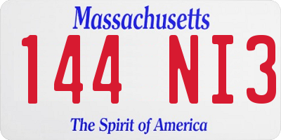 MA license plate 144NI3