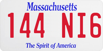 MA license plate 144NI6