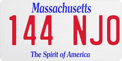 MA license plate 144NJ0