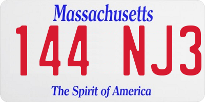 MA license plate 144NJ3