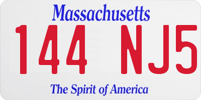 MA license plate 144NJ5
