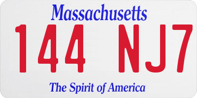 MA license plate 144NJ7