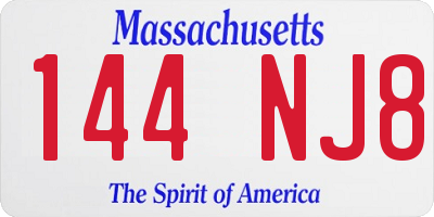 MA license plate 144NJ8