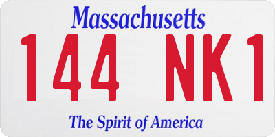 MA license plate 144NK1