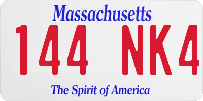MA license plate 144NK4