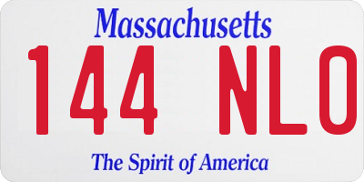 MA license plate 144NL0