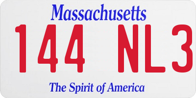 MA license plate 144NL3