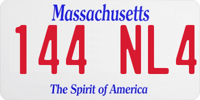 MA license plate 144NL4