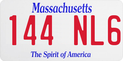 MA license plate 144NL6