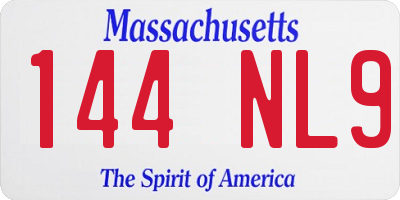MA license plate 144NL9